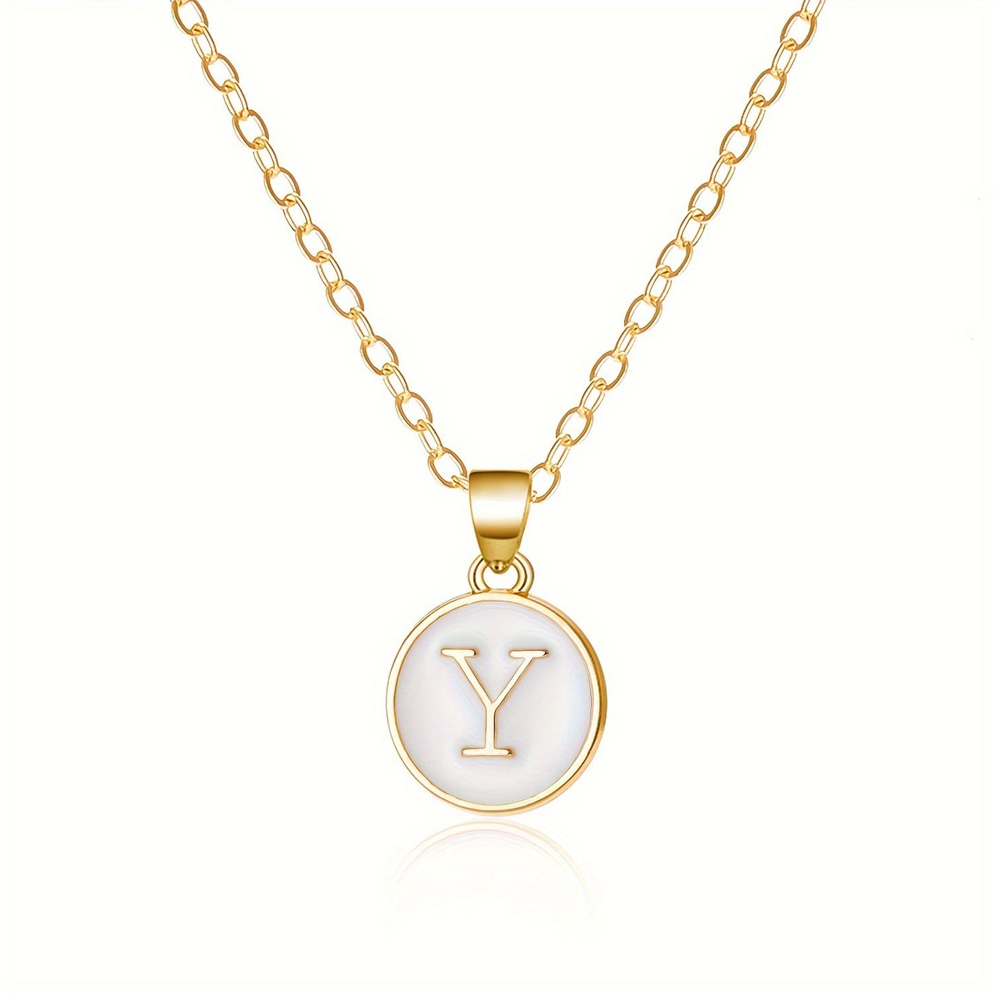 Collana con Pendente a Goccia d'Olio Alfabeto Lettera Rotonda Minimalista in Lega Placcata, Bicolore Bianco e Nero