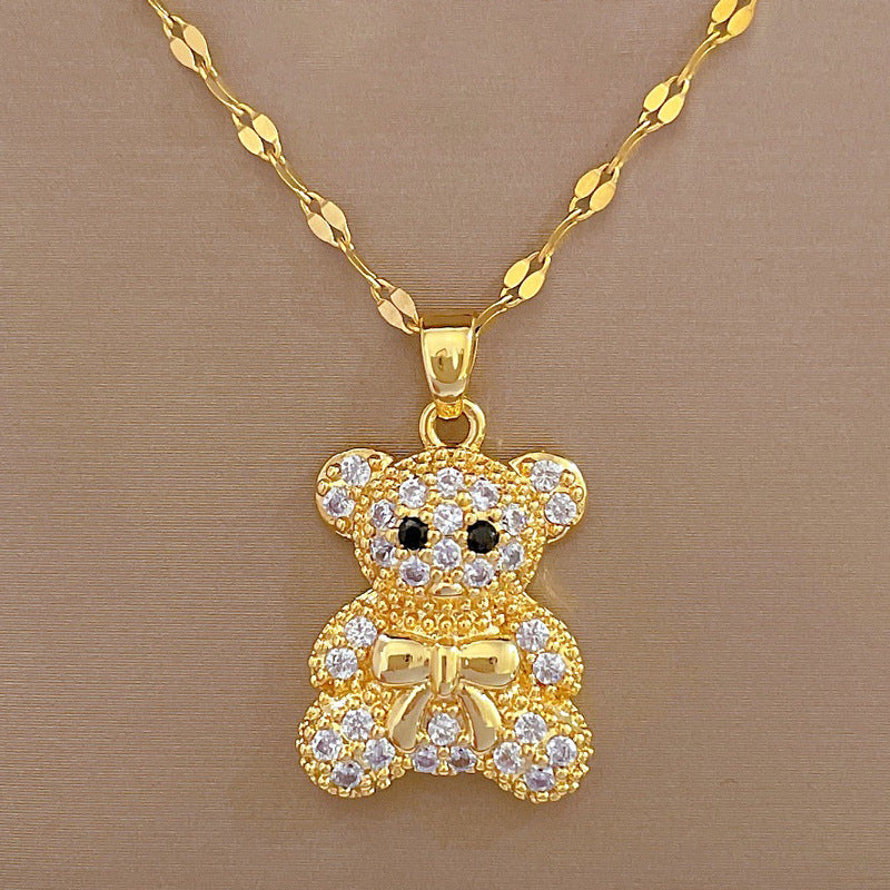 Collana Pendente Farfalla Lusso Acciaio Titanio Catena Geometrica Dolce Donna Unisex Collana a Clavicola