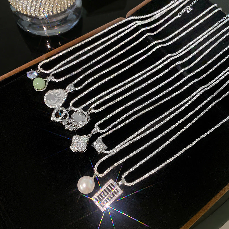 Sweet Sporty Titanium Steel Plated Necklace with Animal Brass Pendant, Cubic Zirconia and Pearl Inlay