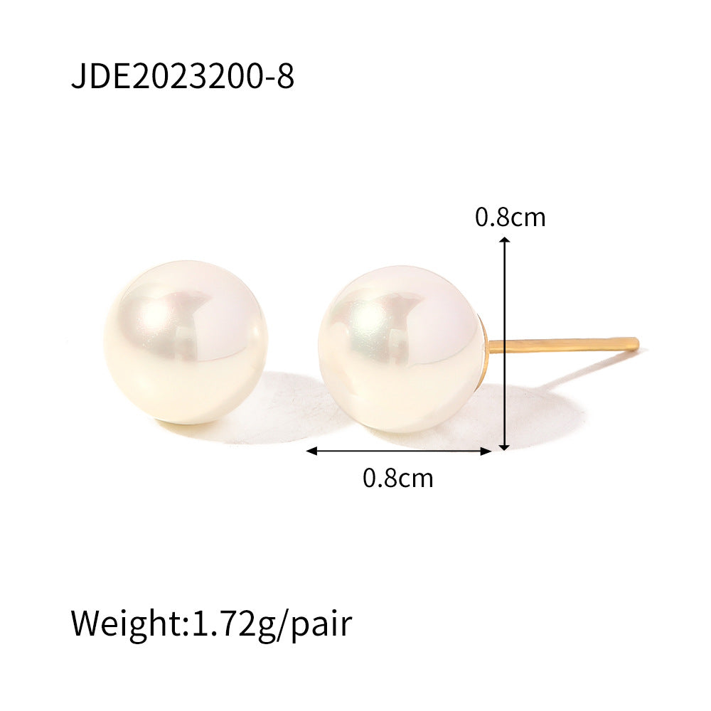 Geometric Stainless Steel Plated Pearl Earrings for Women