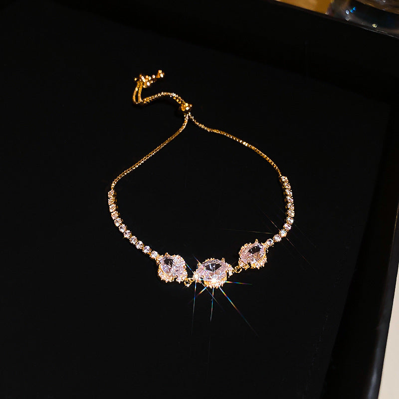 Luxury Elegant Geometric Alloy Plated Bracelet with Cubic Zirconia for Women