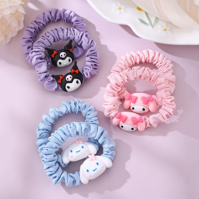 Cartoon Character Hair Tie for Kids with Knitted Fabric Construction in Pastel Macaron Color Palette, Princess-Themed Elastic Headband for Girls Aged 3 to 10 Years