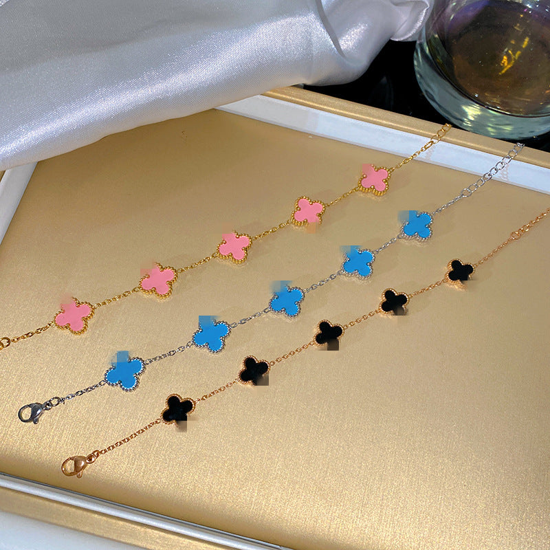 Minimalist Sweet Colorful Titanium Steel Plated Cable Chain Bracelet