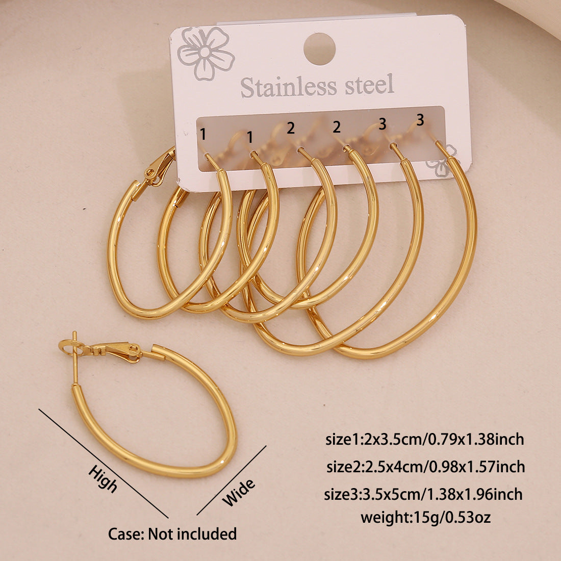 Fashion Geometric Hexagonal Stainless Steel Hoop Earrings with Plated Finish for Women
