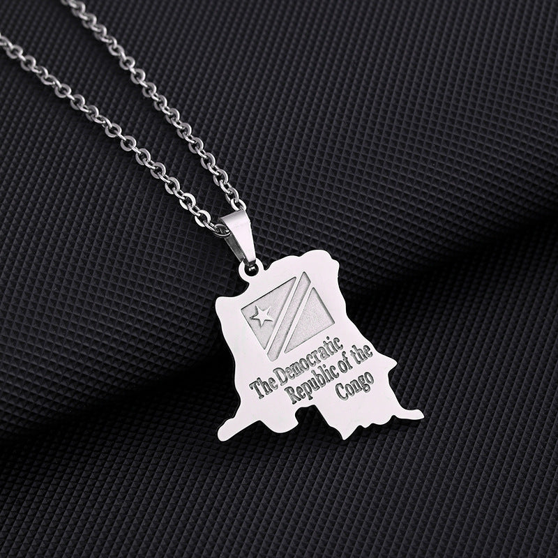 Elegante collana pendente a stella geometrica in acciaio inossidabile con ciondolo in acciaio al titanio e finitura galvanizzata per abbigliamento unisex alla moda
