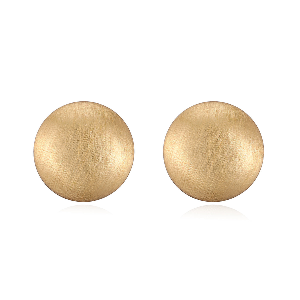 Vintage Matte Brushed Round Geometric Brass 18K Gold Plated Earrings for Women