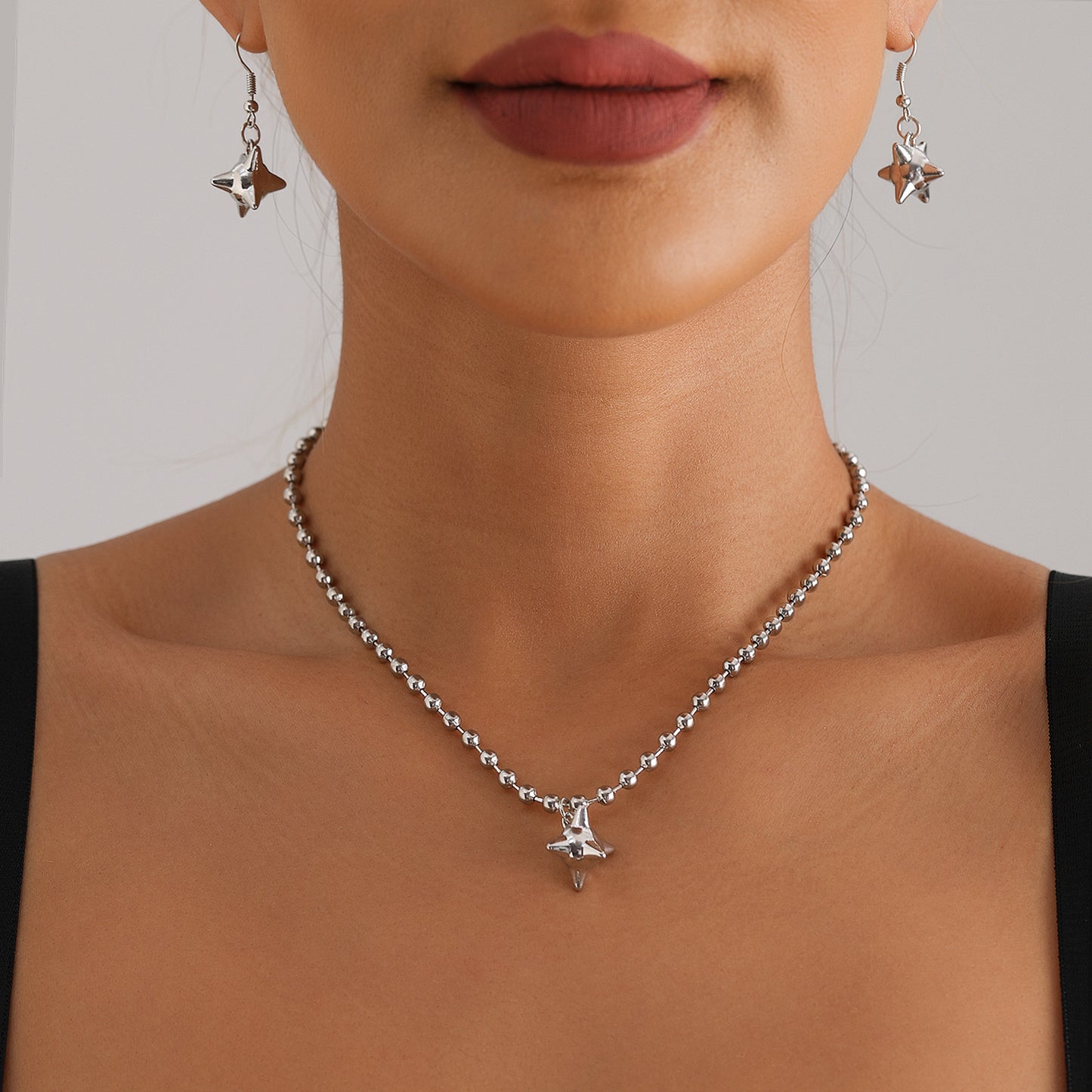 Geometric Iron Cone Pendant Necklace for Women with Alloy Chain and Electroplated Finish