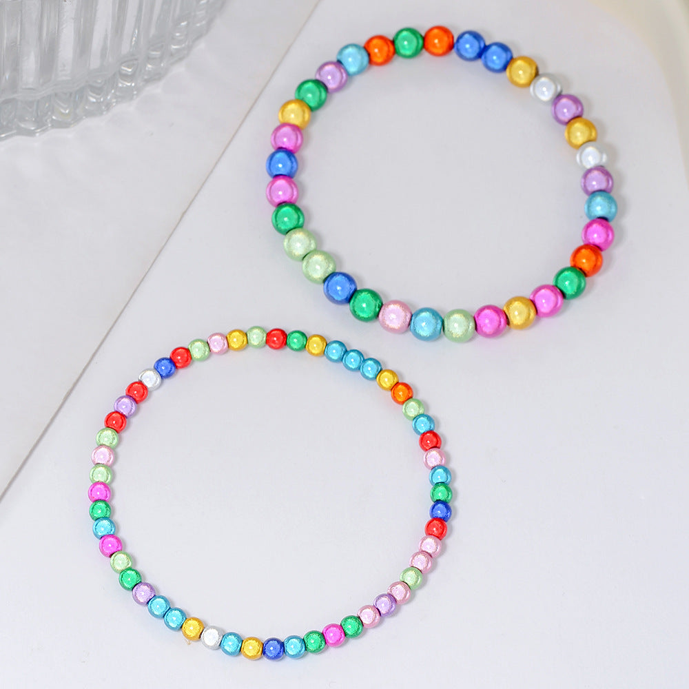 Bohemian Multicolor Gradient Round Beaded Bracelet