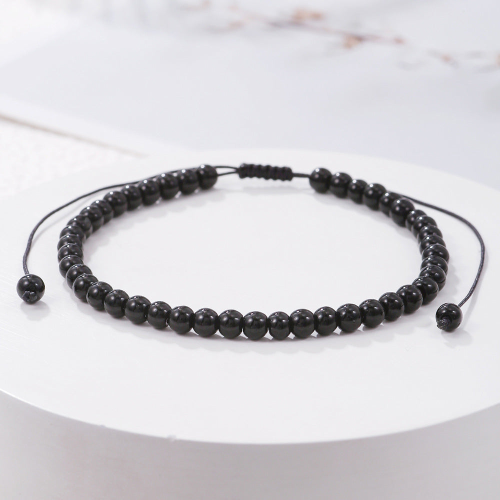 Handmade Geometric Round Tiger Eye Volcanic Stone Hematite Braided Bracelet for Men and Women