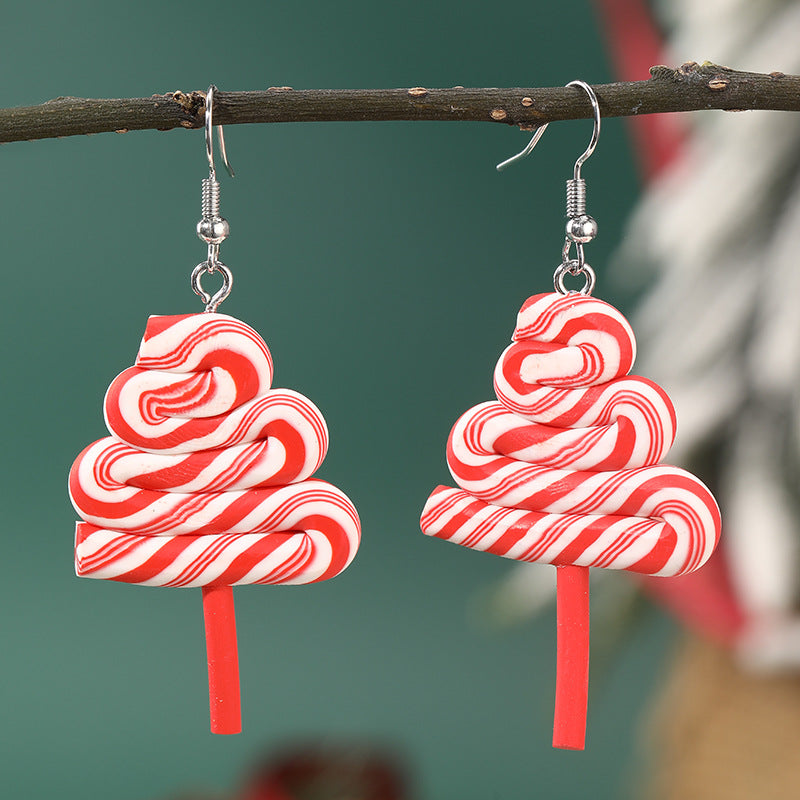 Pendientes de tachuela de árbol de Navidad geométricos minimalistas para niñas hechos de resina plástica con acabado chapado
