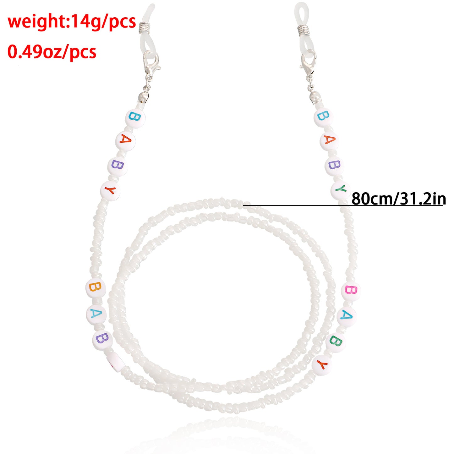 Bohemian Letter LOVE Colorful Glass Beads Eyeglass Chain and Mask Holder