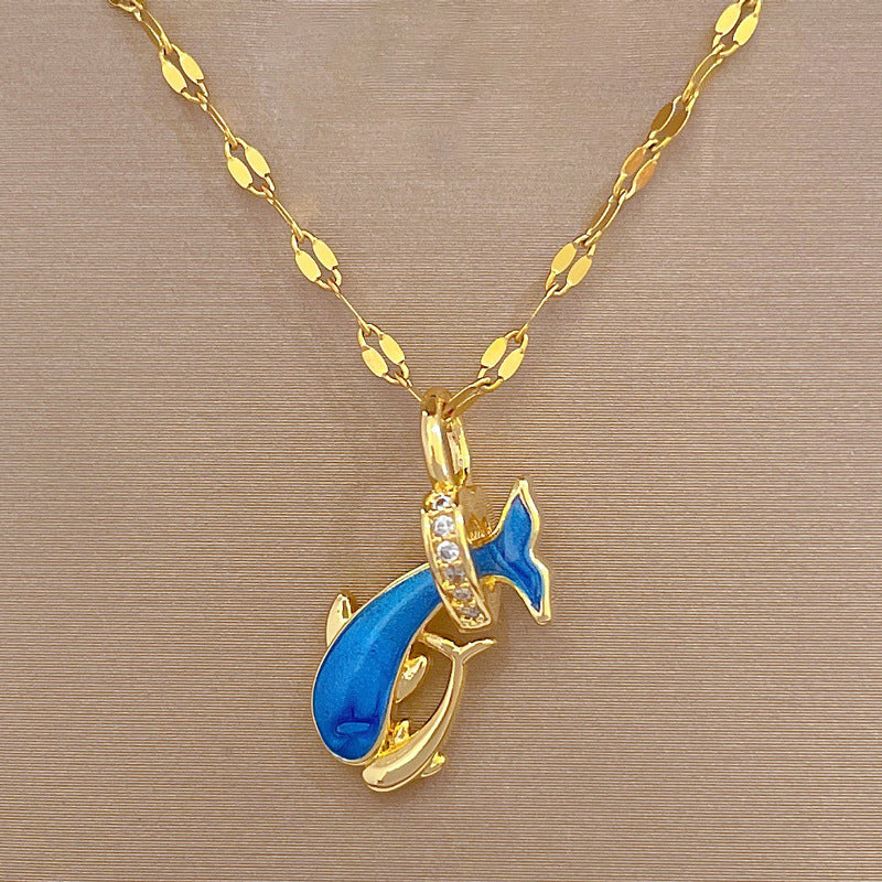 Collana con Ciondolo a Delfino Minimalista in Acciaio Inossidabile con Design Geometrico per Donne e Uomini