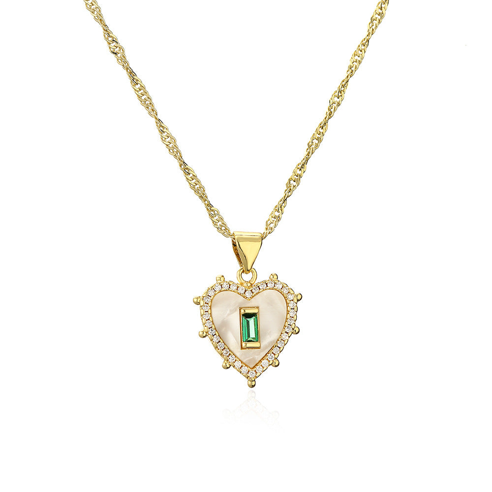 Collana Pendente a Cuore Minimalista in Rame con Zirconi e Perle per Donna