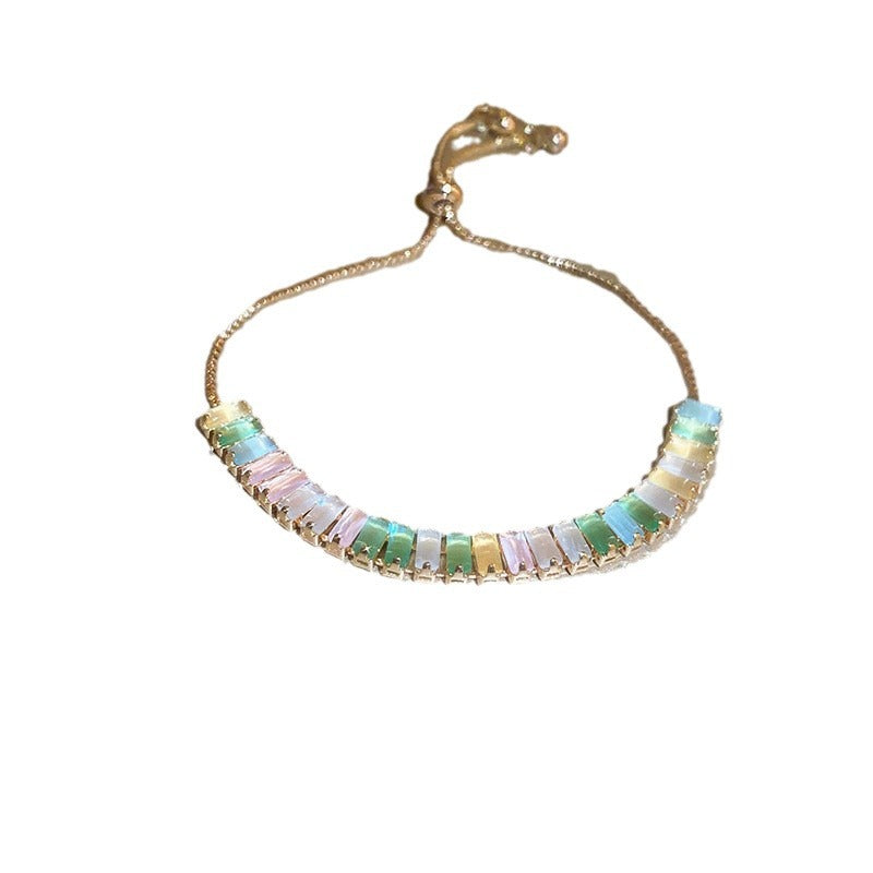 Elegant Heart-Shaped Gold-Plated Zirconia Bracelet for Women with Delicate Luxury Aesthetic
