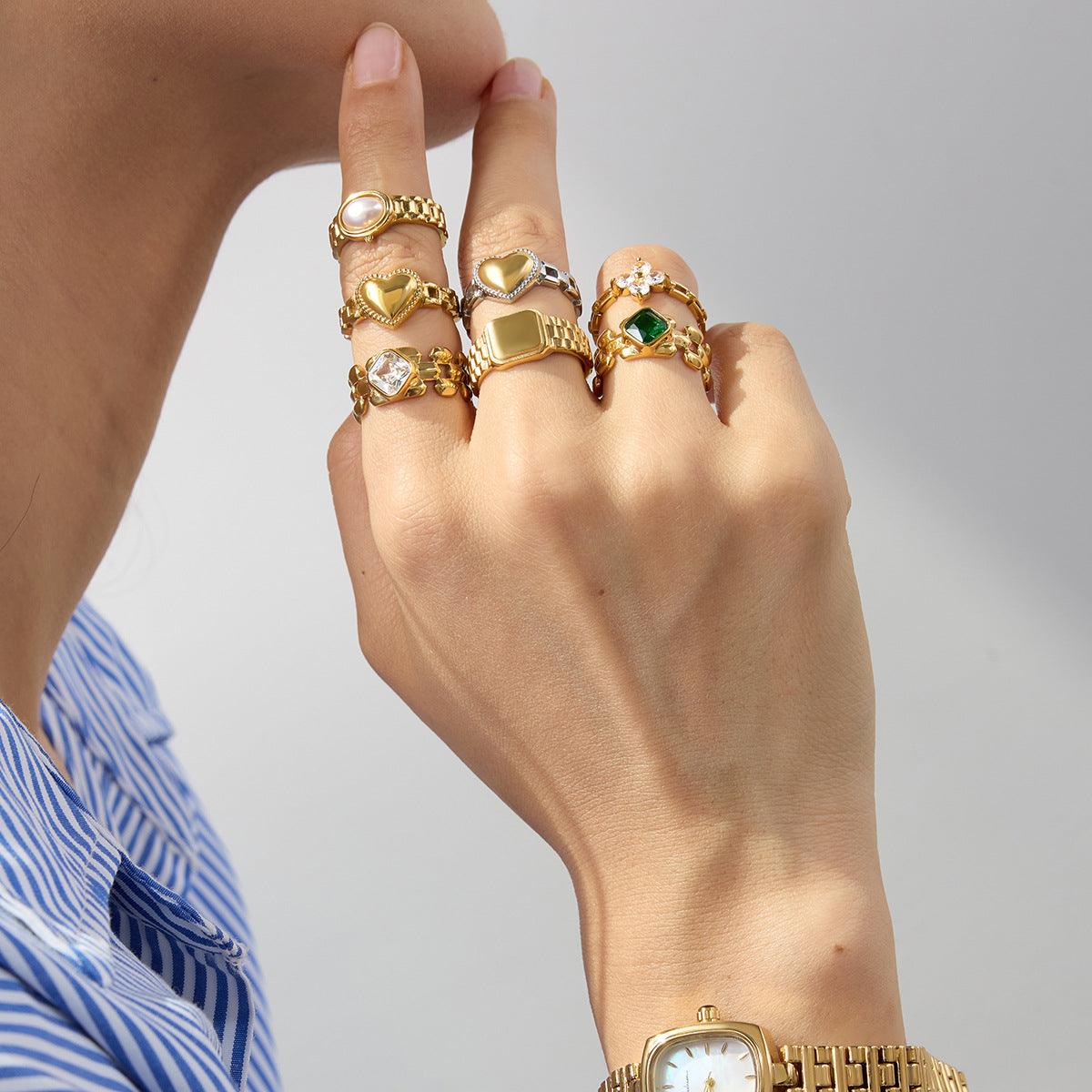 Geometric Butterfly Plated Stainless Steel Ring for Women