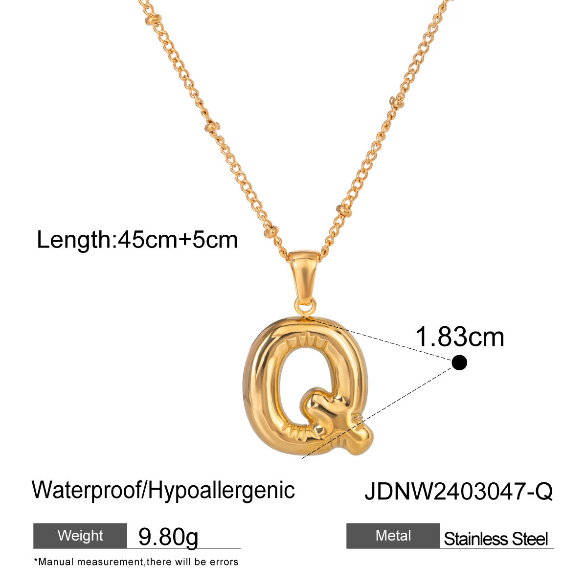 Minimalist Stainless Steel Letter Pendant Necklace Plated Titanium Steel Chain for Women