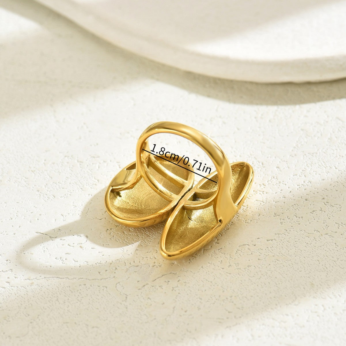 Anillo Abierto Ajustable Geométrico Minimalista para Mujer en Cobre con Acabado Chapado