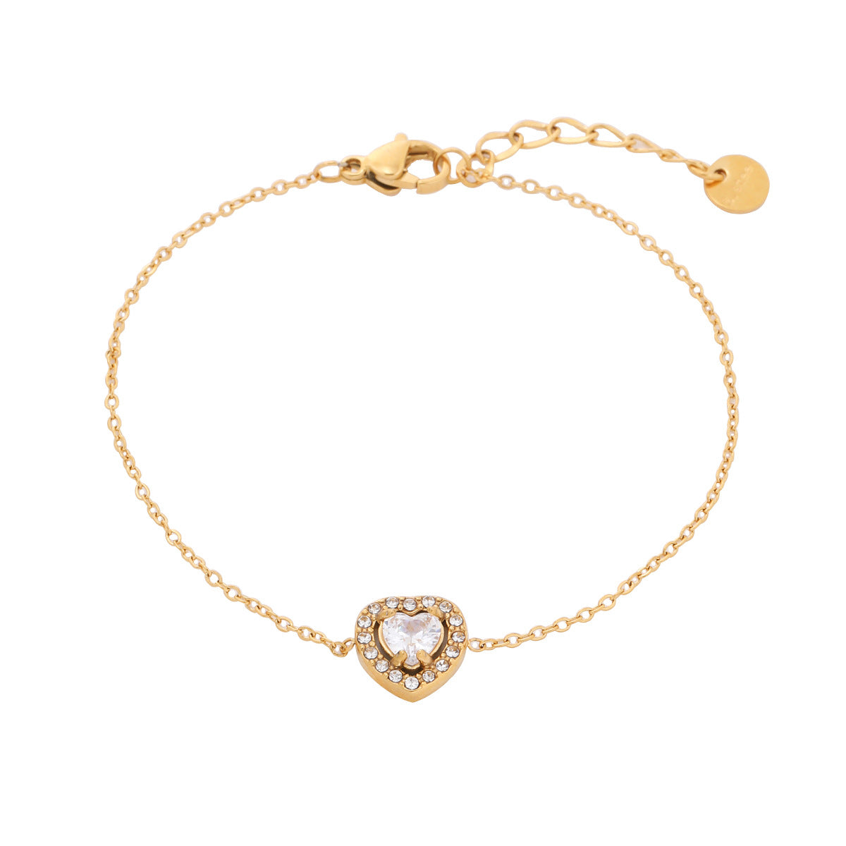 Fashion OL Geometric 18K Gold Plated Stainless Steel Bracelet for Women with Rhinestone