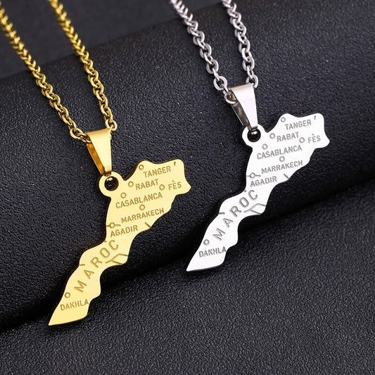 Minimalist Geometric Moroccan Pendant Necklace for Women and Men Stainless Steel with Titanium Steel Pendant Electroplated O-Chain