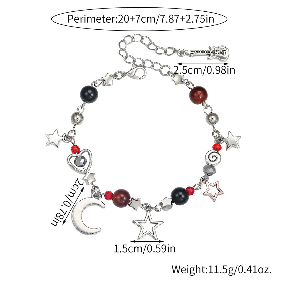 Sweet Streetwear Moon Heart Geometric Alloy Pearl Bracelet