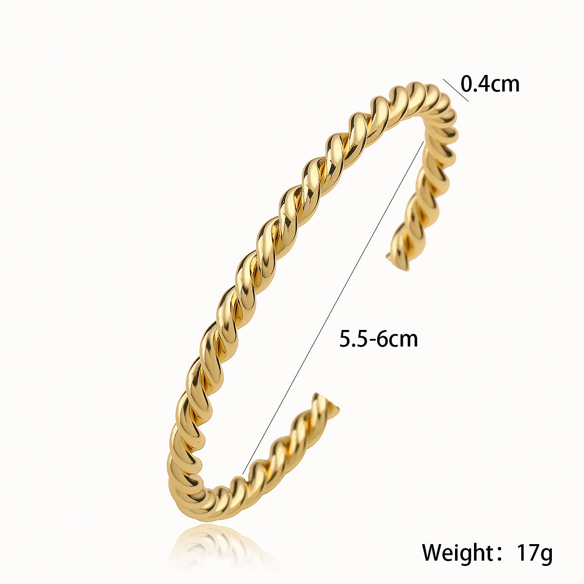 Bracciale Rigido Aperto Geometrico Minimalista da Donna in Rame con Placcatura in Oro Vero, Accessorio Moda d'Ispirazione Vintage