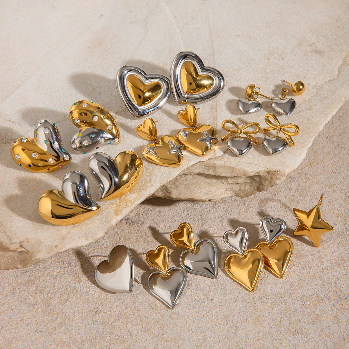 Plated Stainless Steel Heart Earrings for Women