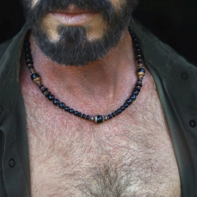 Bohemian Vintage Men's Geometric Wood Beaded Necklace