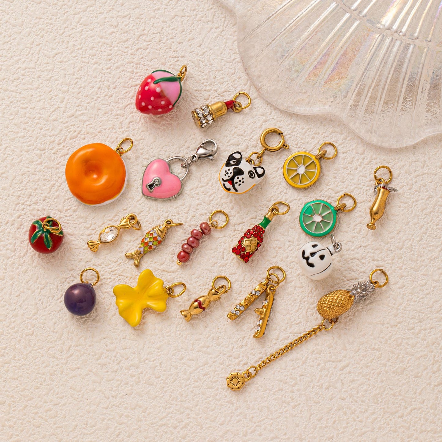 Vintage 18K Gold Plated Stainless Steel Round Pumpkin Charm Bar for DIY Jewelry Making