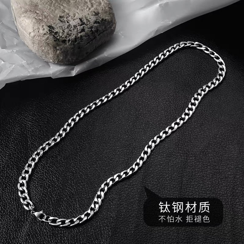Collar de cadena cubana de acero inoxidable, estilo punk hip hop para hombres y mujeres con acabado galvanizado