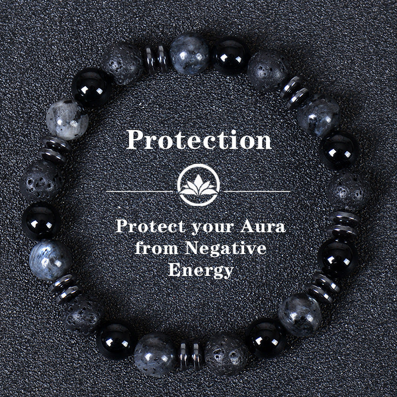 Natural Tiger Eye Obsidian Magnetic Stone Beaded Bracelet Geometric Round Unisex Handmade Jewelry
