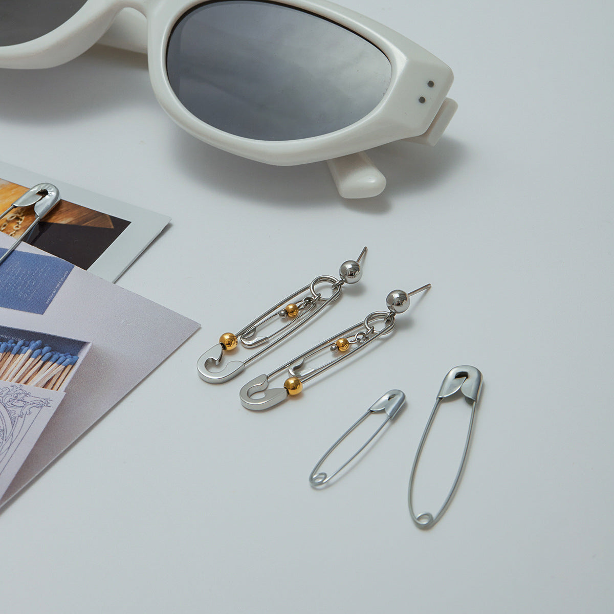 Minimalist Geometric Paperclip Stainless Steel Earrings Titanium Steel Post Gold Plated Jewelry for Women