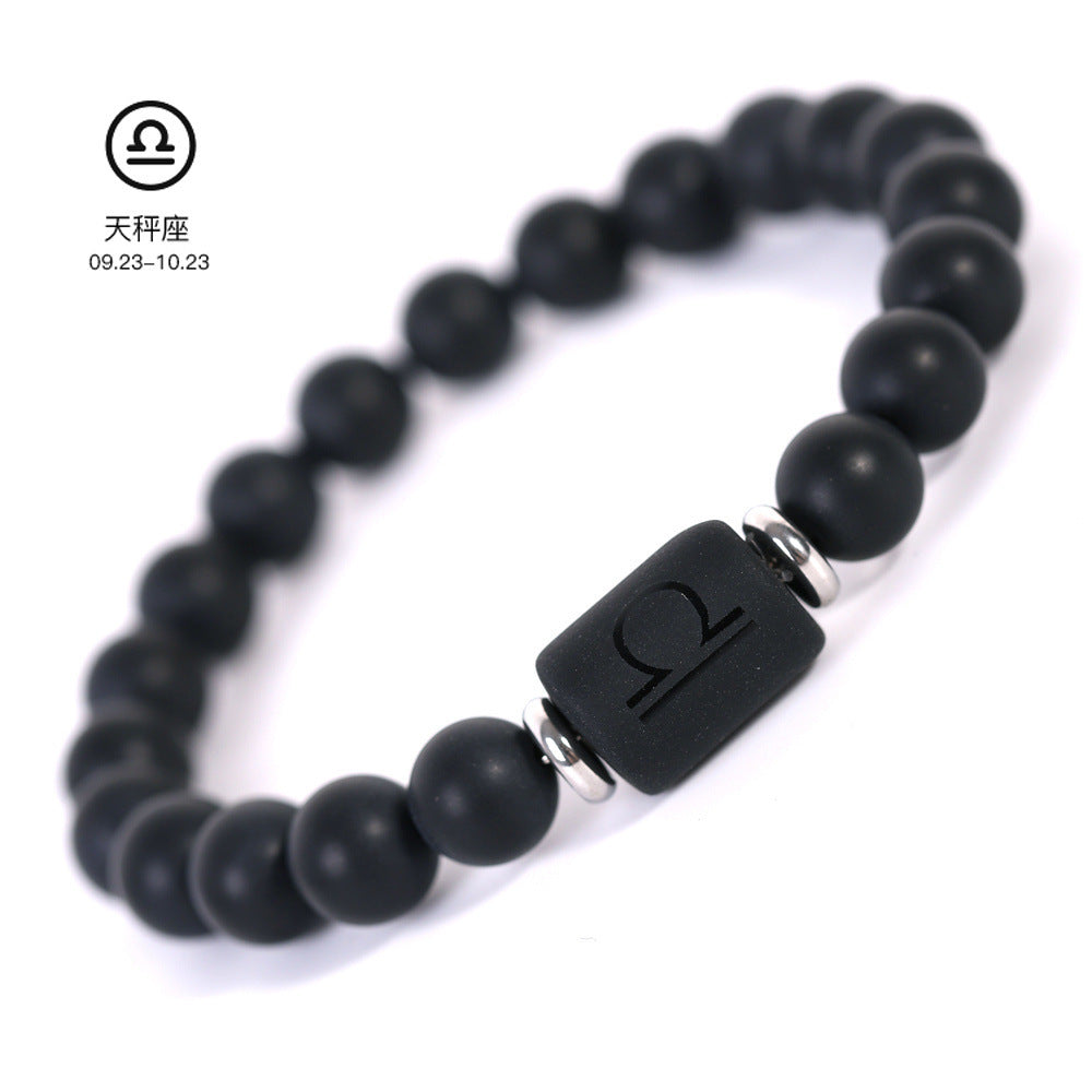 Elegant Business Matte Round Geometric Glass Zodiac Bracelet Unisex Gift