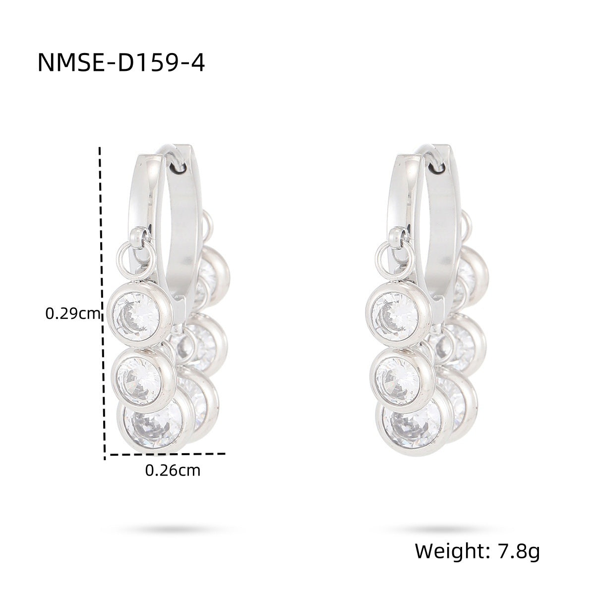 Orecchini da donna alla moda e minimalisti in acciaio inossidabile a forma geometrica rotonda con placcatura in oro sottovuoto 18K e intarsio di strass