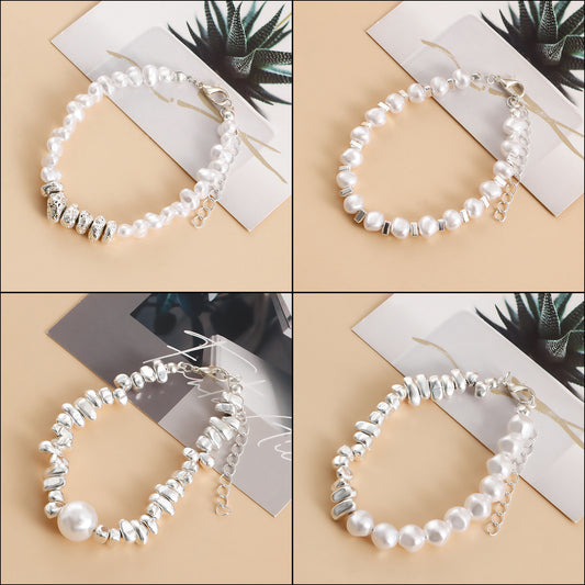 Minimalist Geometric Alloy Bracelet for Women with Plated Finish, Lightweight Luxury Hand Jewelry