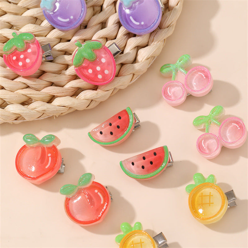Fermaglio per Capelli Artigianale a Forma di Fragola con Fiocco e Texture Arricciata per Bambine, Accessorio per Capelli in Resina dalla Collezione Principessa