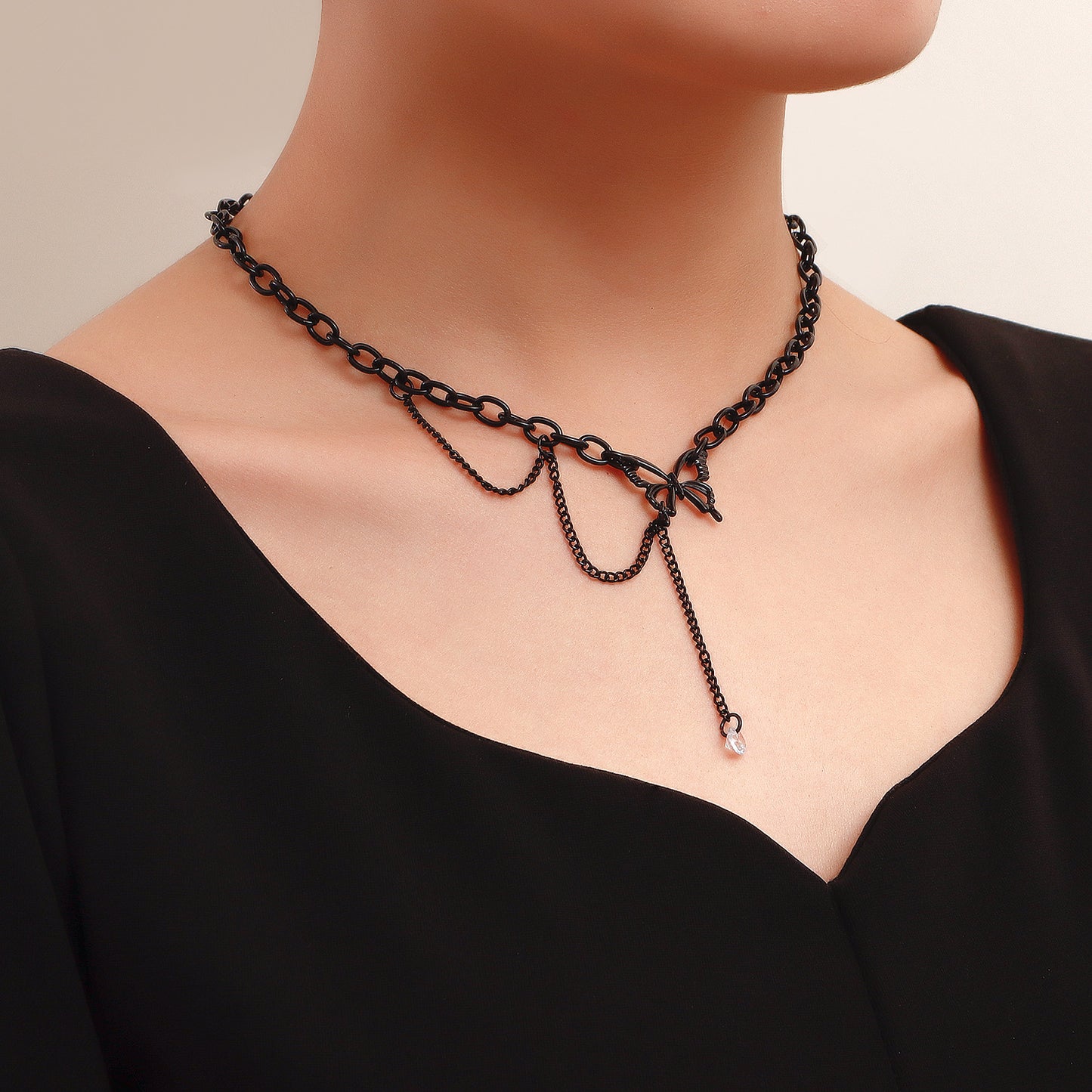 Minimalist Hip Hop Style Hollow Butterfly Pendant Necklace in Alloy with Plated Finish for Women