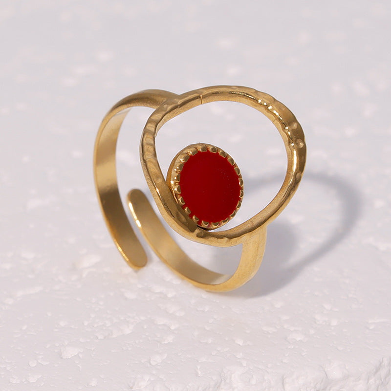 Minimalist Geometric Open Ring for Women in Stainless Steel with 18K Gold Plating