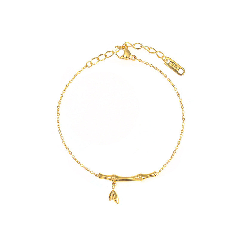 Bracciale minimalista a sezione geometrica in bambù, placcato oro 18 carati, in acciaio al titanio con intarsi di strass, gioielli unisex