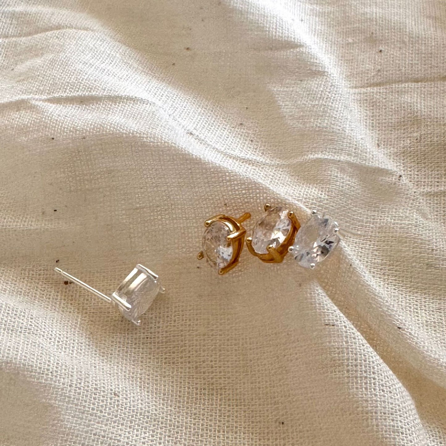 Minimalist Letter-Shaped 925 Sterling Silver Stud Earrings with Gold Plating, Asymmetrical Double-Hoop Design
