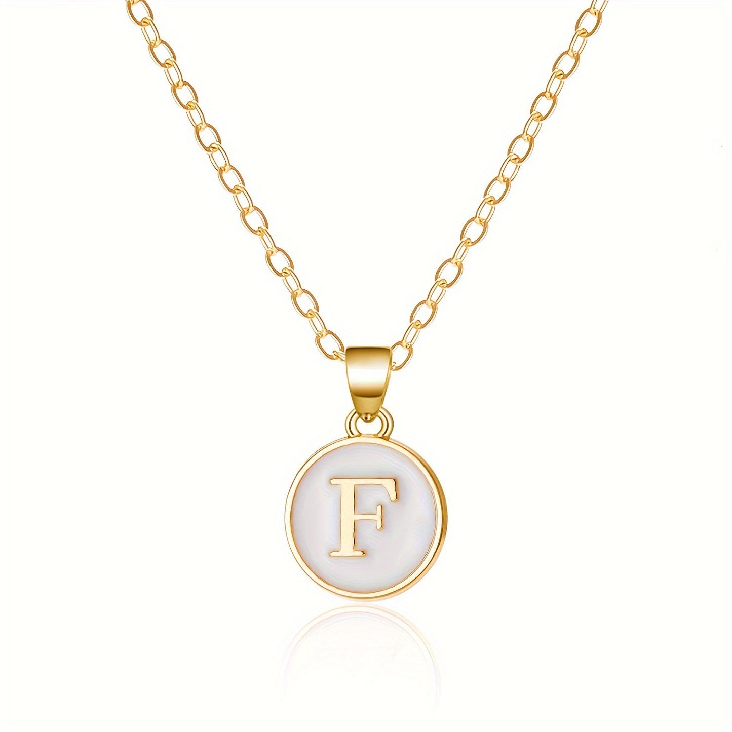 Collana con Pendente a Goccia d'Olio Alfabeto Lettera Rotonda Minimalista in Lega Placcata, Bicolore Bianco e Nero