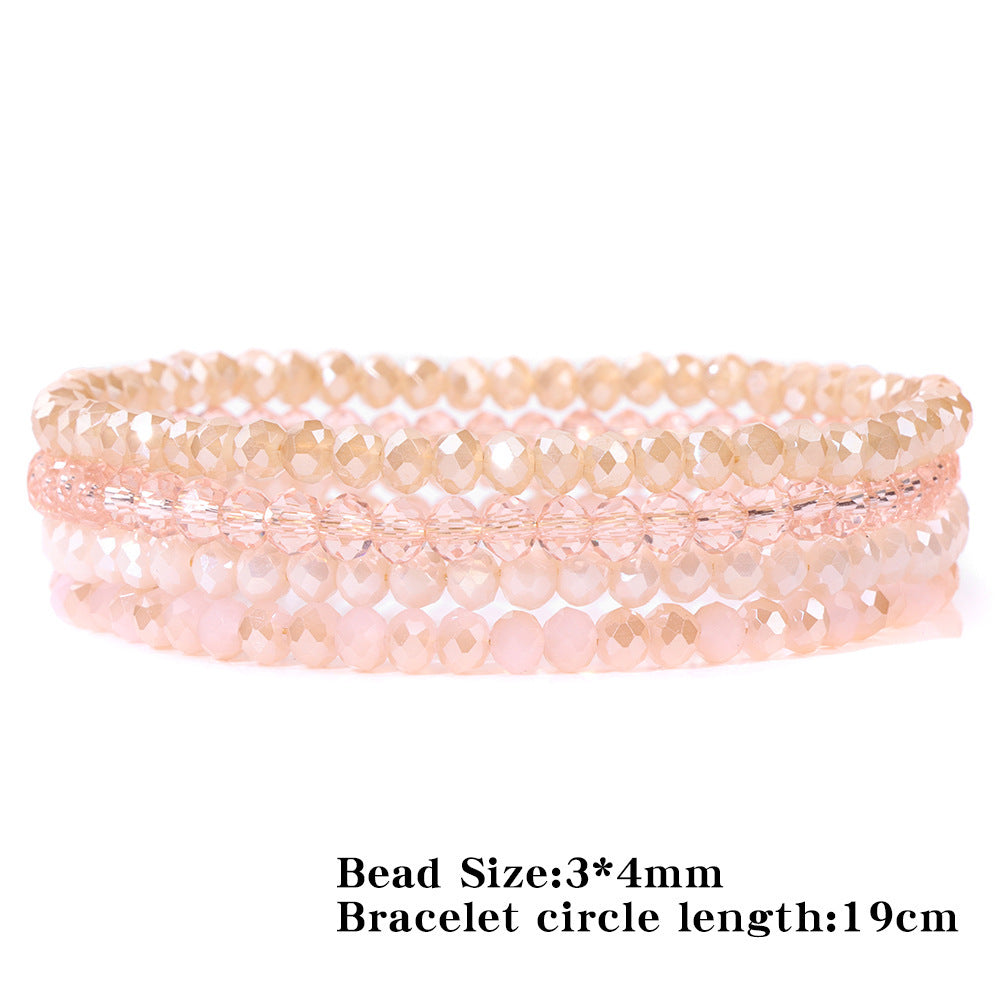 Sweet Geometric Crystal Bracelet with Cubic Zirconia Inlay Unisex Elastic String Bangle