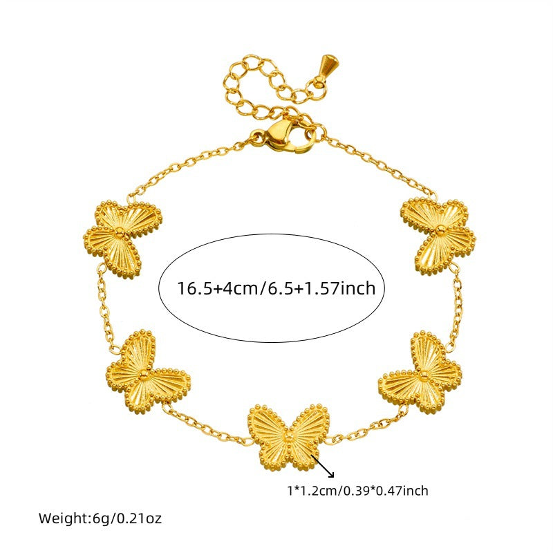 Elegant Striped Butterfly Stainless Steel Plated Jewelry Set for Women