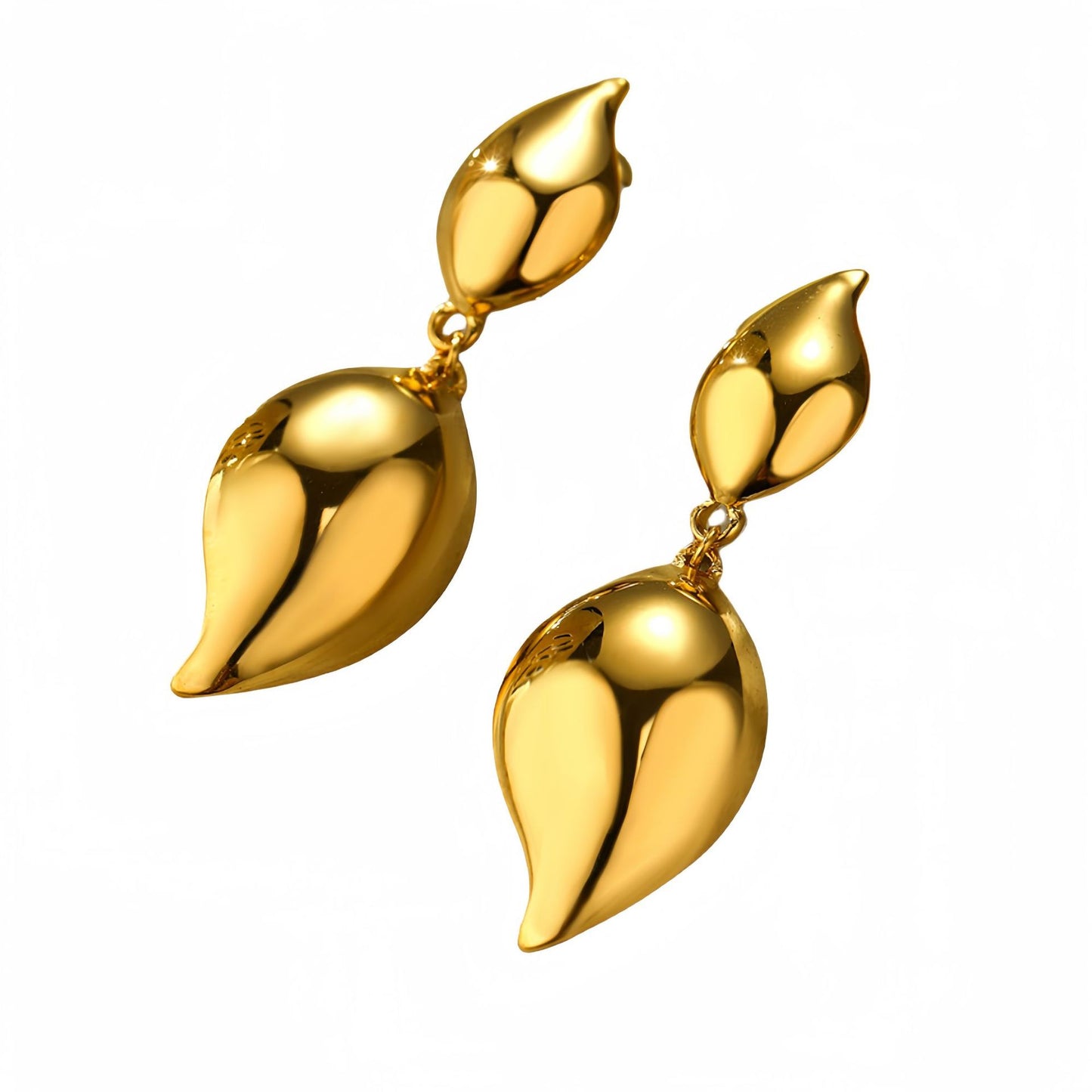 Pendientes minimalistas de acero de titanio con chapado en oro de 18 quilates, pendientes colgantes con forma de lágrima para mujer