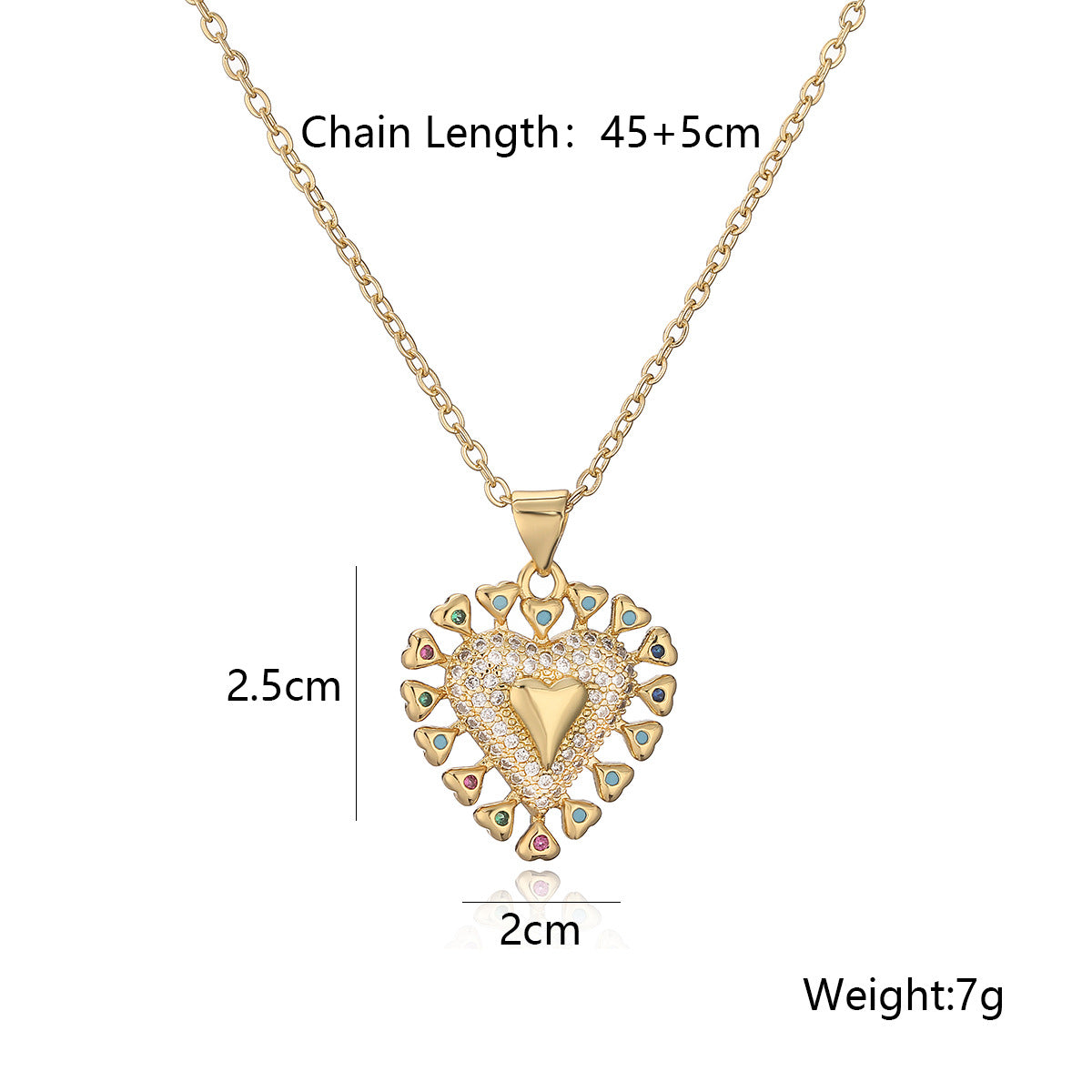 Minimalist Heart-Shaped Copper Pendant Necklace with Gold Plating and Zircon Accents for Women