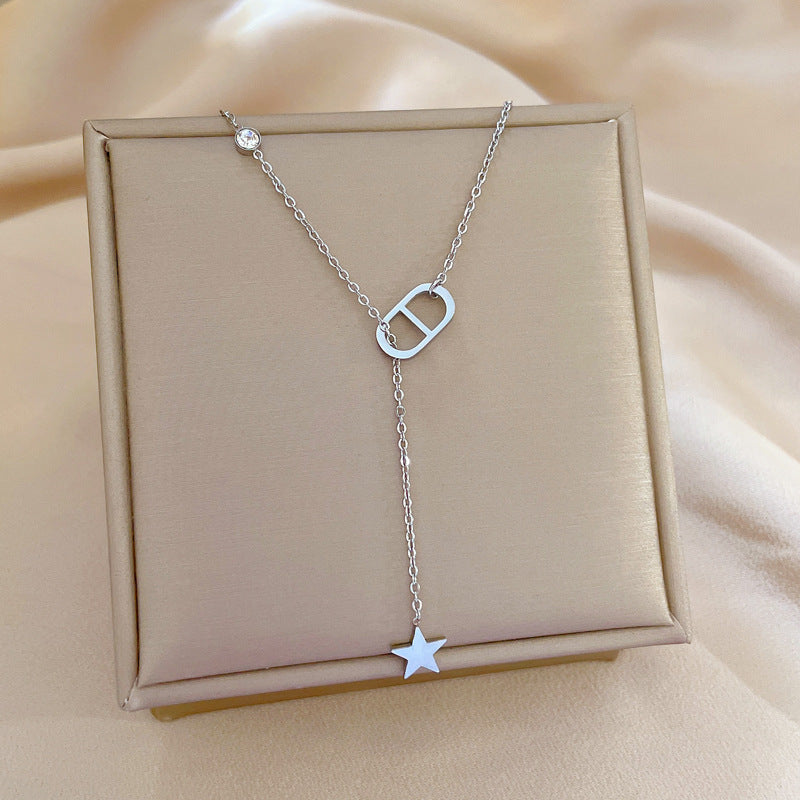 Minimalist Plated Titanium Steel Geometric Necklace for Unisex
