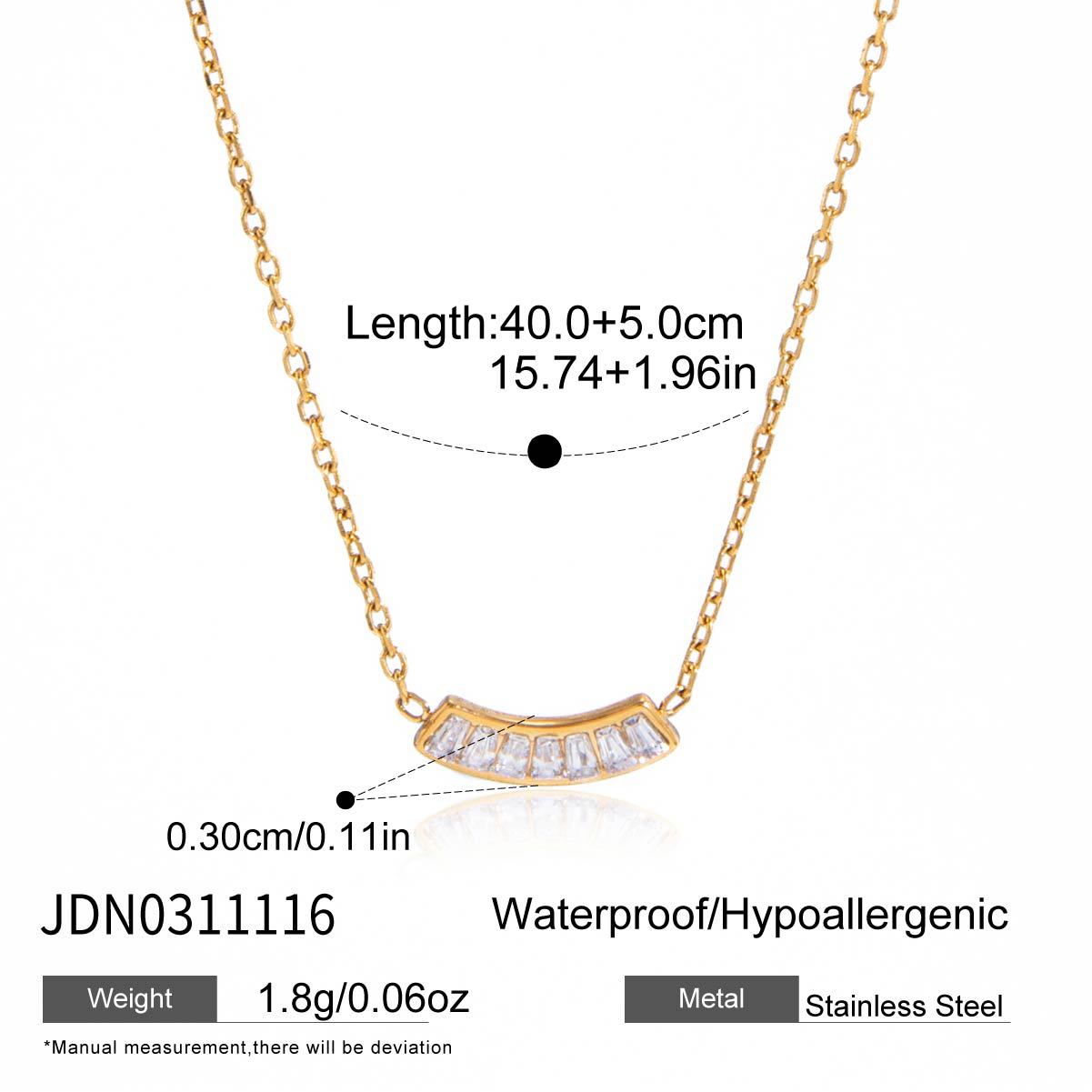 Minimalist Pink Cubic Zirconia Geometric Square PVD Gold Plated Stainless Steel Necklace for Women