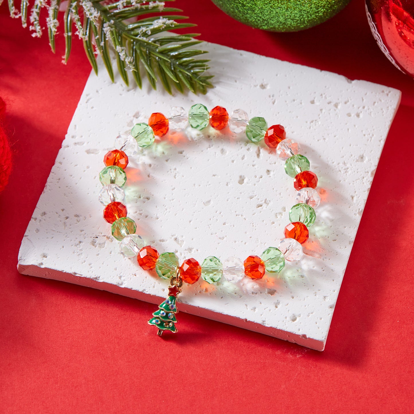 Handmade Christmas Bracelet with Alloy Beads and Crystal Accents Featuring Cartoon Character Design for Women