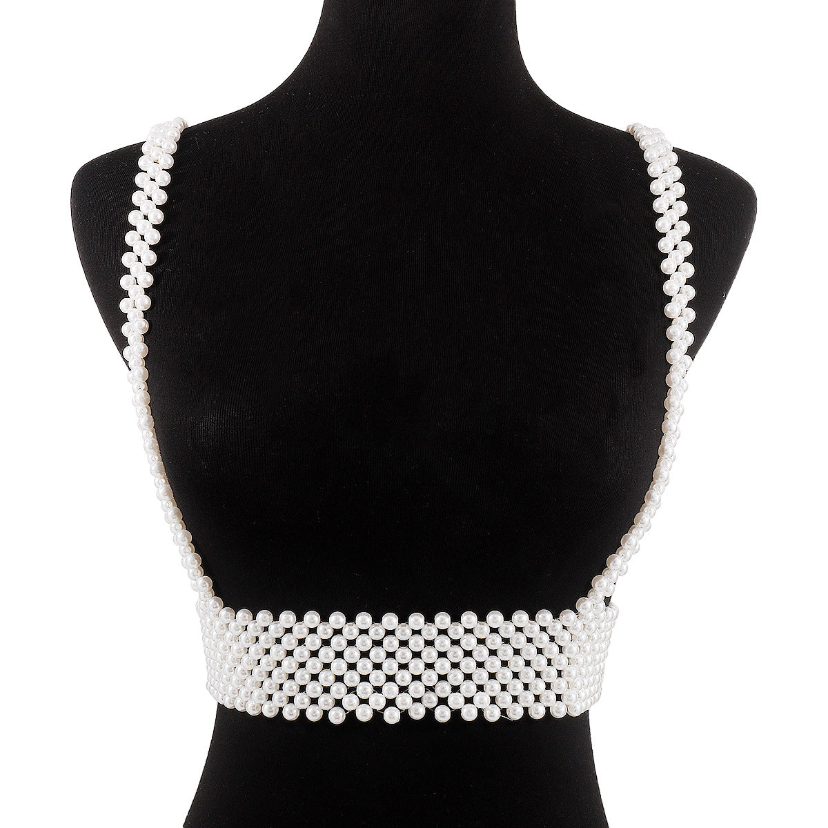 Sweet and Edgy Geometric Body Chain for Women with Imitation Pearl Beads Handcrafted Design