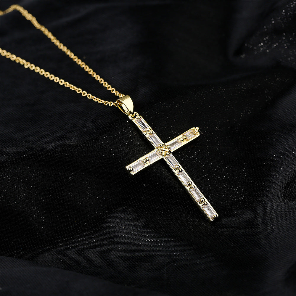 Vintage 18K Gold Plated Geometric Cubic Zirconia Pendant Necklace for Women