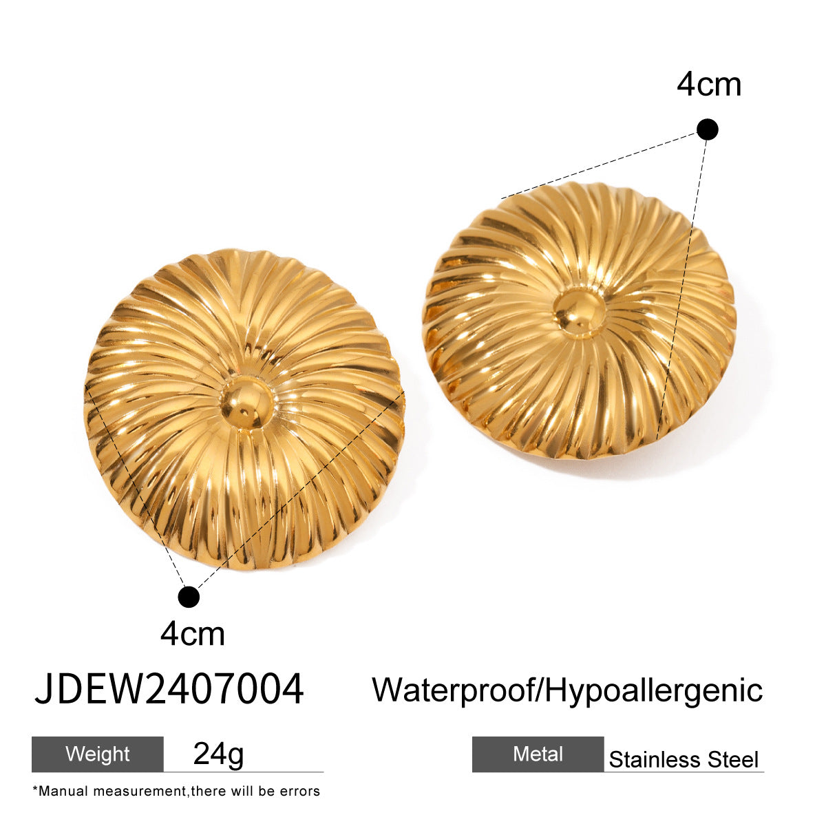18K Gold Plated Stainless Steel Floral Earrings for Women